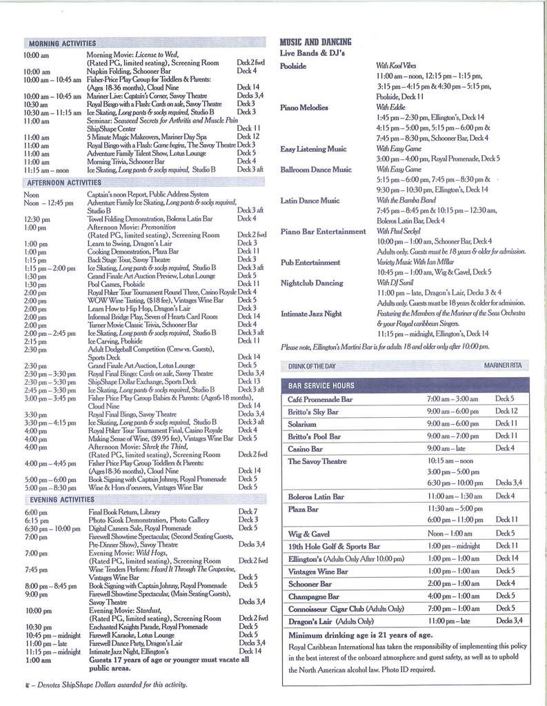 Mariner Compasses/Spa Menu 4/134/20/08 Eastern Royal Caribbean